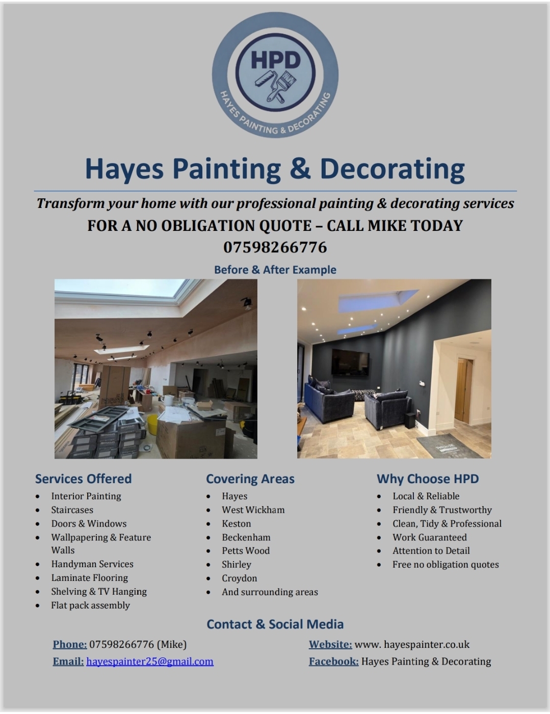 Hayes Painting & Decorating Flyer
